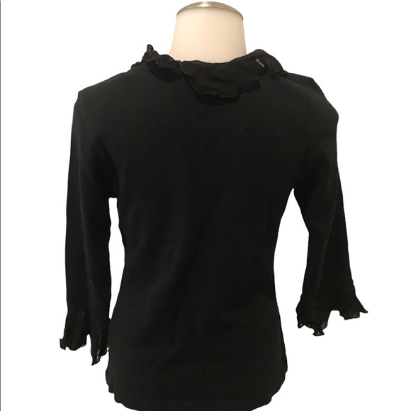 4 For $20…Fibers - Barbara Lesser S ruffled v neck 3/4 sleeve top - Picture 3 of 7